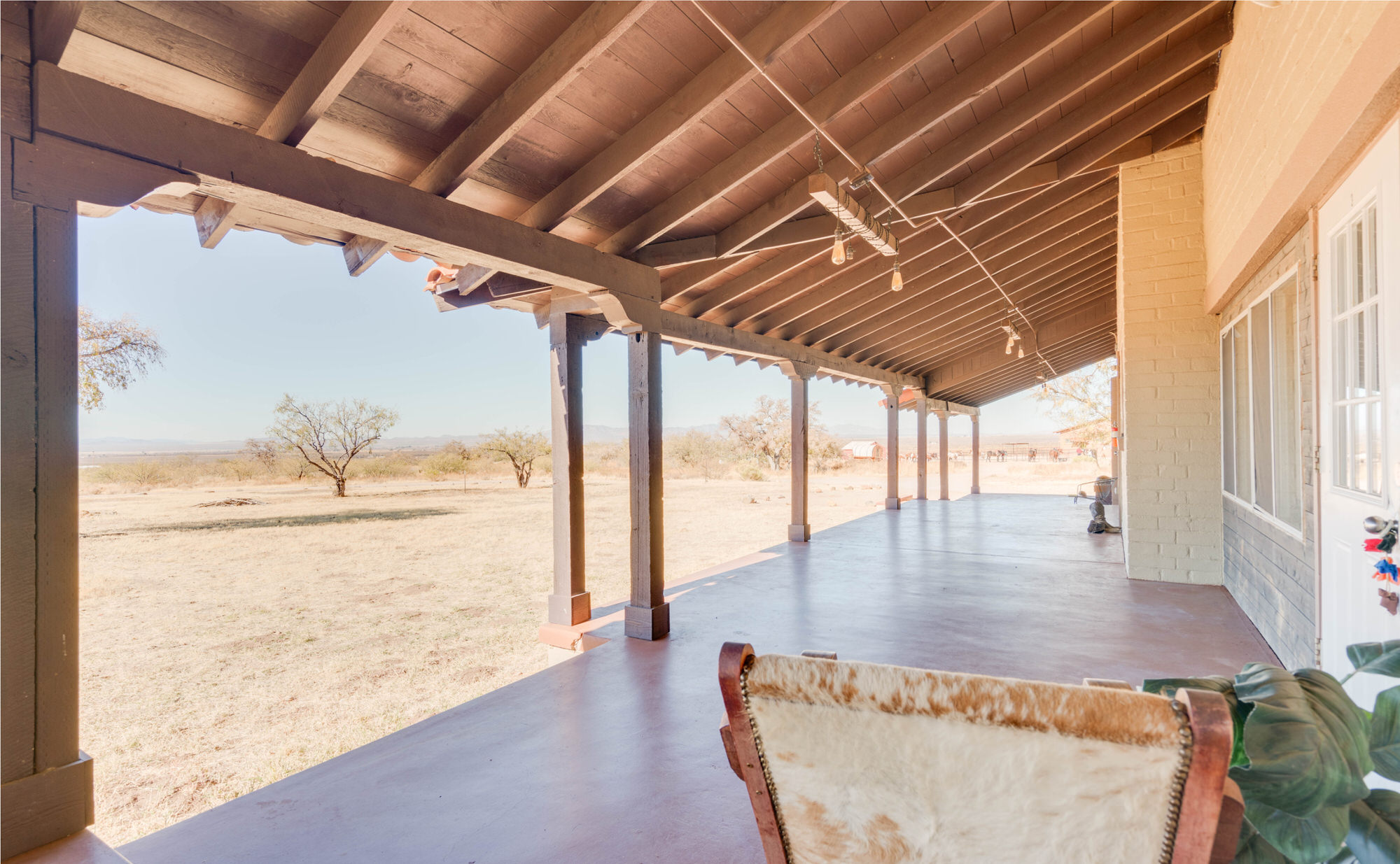 Covered porch at Seven Arrows overlooking the desert